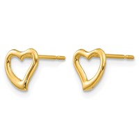 14K Yellow Gold Madi K 7.00mm Heart Post Earrings view 2