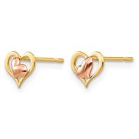 14K Yellow and Rose Gold Madi K 8.00mm Heart Post Earrings view 2