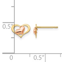 14K Yellow and Rose Gold Madi K 8.00mm Heart Post Earrings view 4