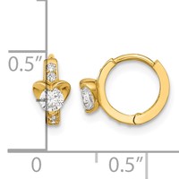 14K Yellow Gold Madi K CZ Heart Hinged Hoop Earrings view 3
