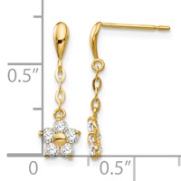14K Yellow Gold Madi K CZ Flower Dangle Post Earrings view 4