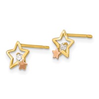 14K Yellow and Rose Gold Madi K CZ Star Post Earrings view 2