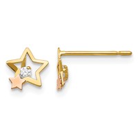 14K Yellow and Rose Gold Madi K CZ Star Post Earrings view 1