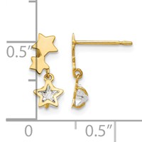 14K Yellow Gold Madi K CZ Star Dangle Post Earrings view 4