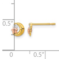 14K Yellow and Rose Gold Madi K CZ Moon and Star Post Earrings view 3