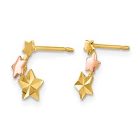 14K Yellow and Rose Gold Madi K Diamond-cut Star Post Earrings view 2