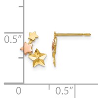 14K Yellow and Rose Gold Madi K Diamond-cut Star Post Earrings view 4