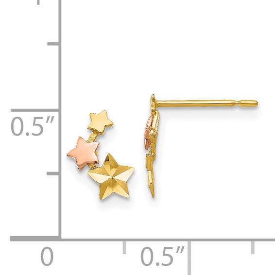 14k Yellow and Rose Gold Madi K Diamond-cut Star Childrens Post Earrings