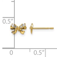 14K Yellow Gold Madi K CZ Bow Post Earrings view 4