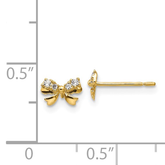 14k Madi K CZ Bow Childrens Post Earrings