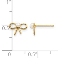 14K Yellow Gold Madi K Freshwater Cultured Pearl Bow Post Earrings view 4
