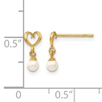 14K Yellow Gold Madi K Freshwater Cultured Pearl Heart Dangle Post Earrings view 4