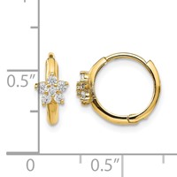 14K Yellow Gold Madi K CZ Flower Hinged Hoop Earrings view 4