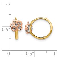 14K Yellow and Rose Gold Madi K CZ Flower Hinged Hoop Earrings view 4