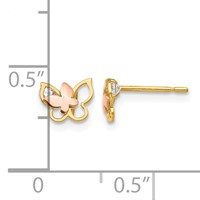 14K Yellow and Rose Gold Madi K CZ Butterfly Post Earrings view 4
