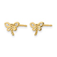 14K Yellow Gold Madi K CZ Dragonfly Post Earrings view 2
