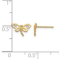 14K Yellow Gold Madi K CZ Dragonfly Post Earrings view 4