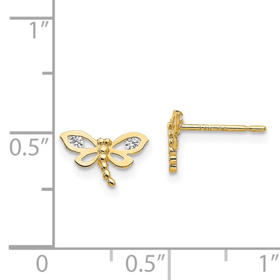 14k Madi K CZ Dragonfly Childrens Post Earrings