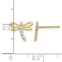 14K Yellow Gold Madi K CZ Dragonfly Post Earrings view 4