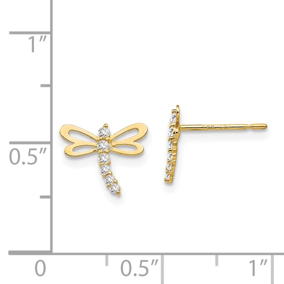 14k Madi K CZ Dragonfly Childrens Post Earrings