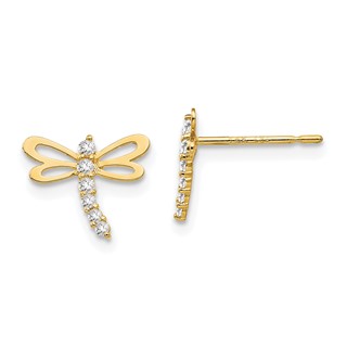 14k Madi K CZ Dragonfly Childrens Post Earrings