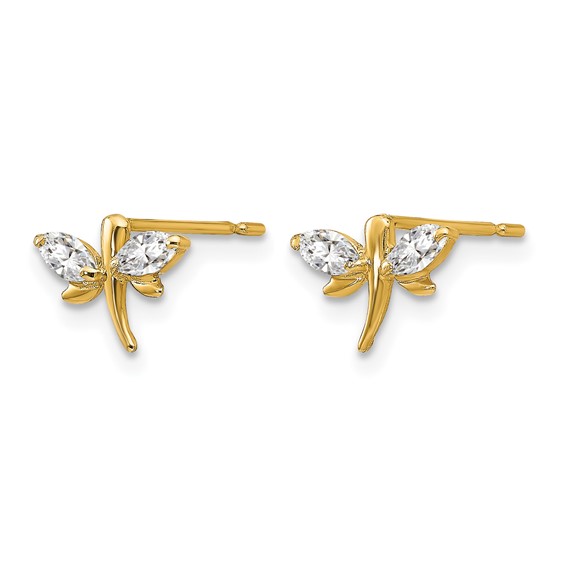 14k Madi K CZ Dragonfly Childrens Post Earrings