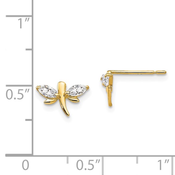 14k Madi K CZ Dragonfly Childrens Post Earrings