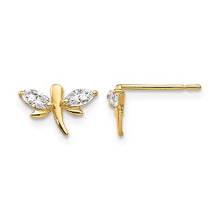 14k Madi K CZ Dragonfly Childrens Post Earrings