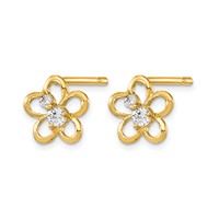 14K Yellow Gold Madi K CZ Flower Post Earrings view 2