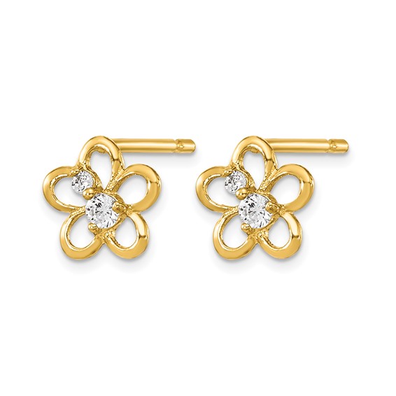 14k Madi K CZ Flower Childrens Post Earrings