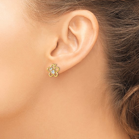 14k Madi K CZ Flower Childrens Post Earrings