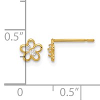14K Yellow Gold Madi K CZ Flower Post Earrings view 3