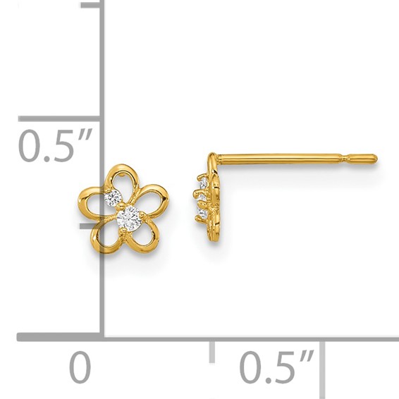 14k Madi K CZ Flower Childrens Post Earrings