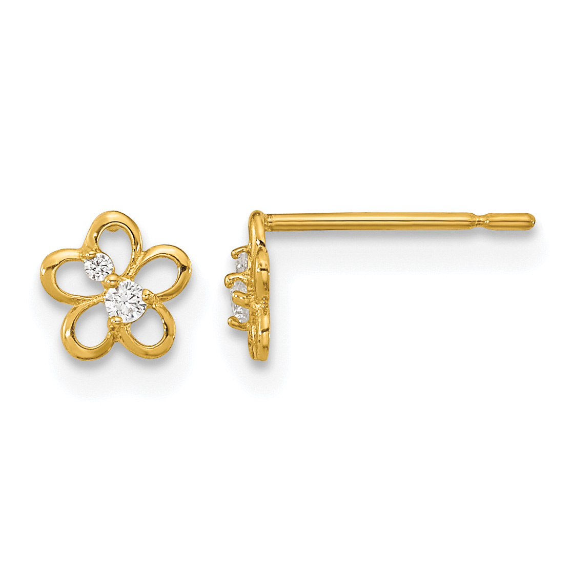 14k Madi K CZ Children's Flower Post Earrings (GK798)