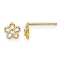 14K Yellow Gold Madi K CZ Flower Post Earrings view 1