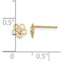 14K Yellow Gold Madi K CZ Diamond-cut Flower Post Earrings view 4