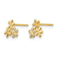 14K Yellow Gold Madi K CZ Flowers Post Earrings view 2