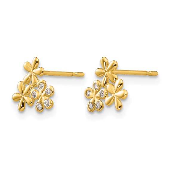 14k Madi K CZ Flowers Childrens Post Earrings