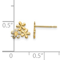 14K Yellow Gold Madi K CZ Flowers Post Earrings view 4