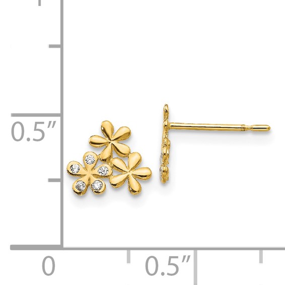 14k Madi K CZ Flowers Childrens Post Earrings