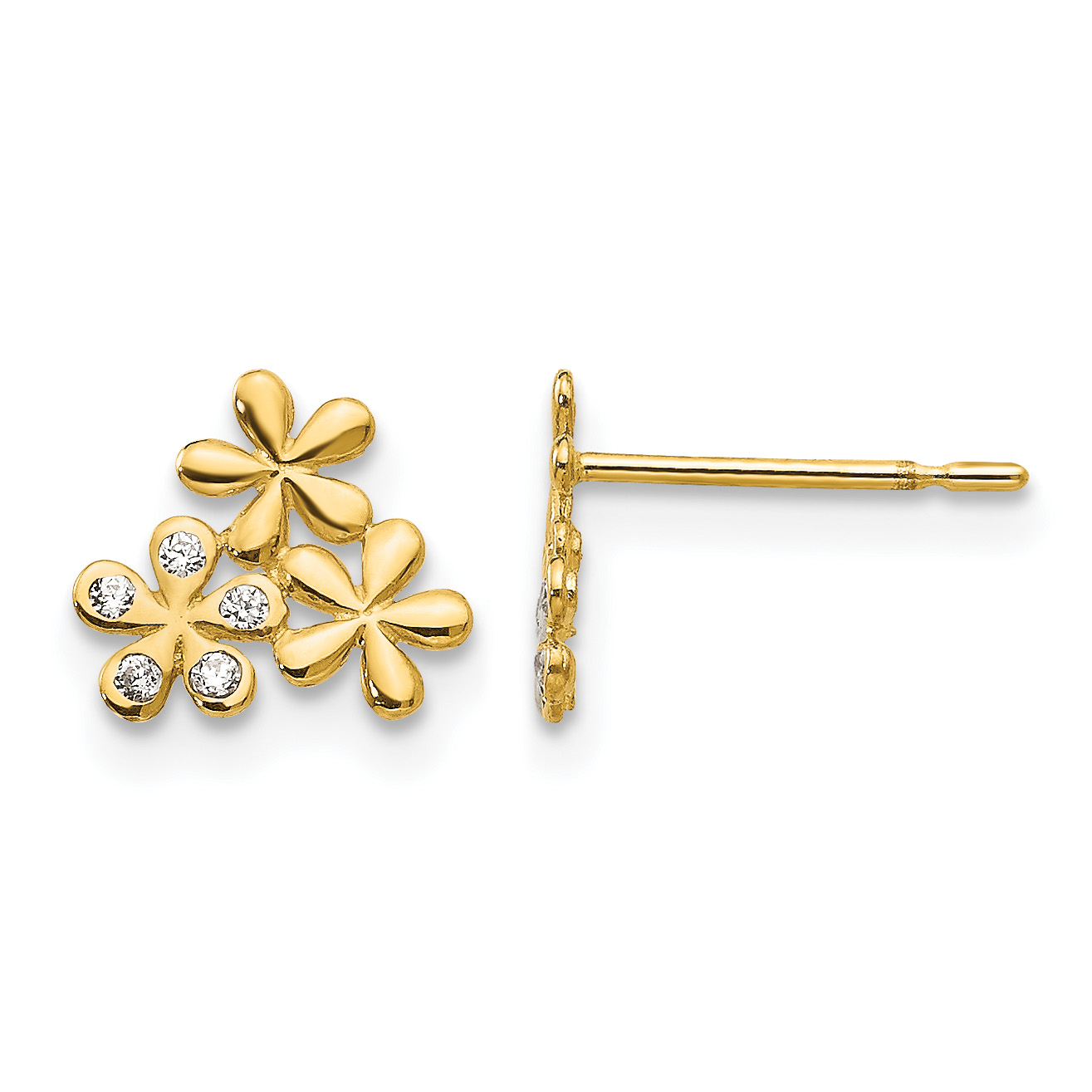 14k Madi K CZ Children's Flower Post Earrings (GK802)