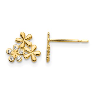 14k Madi K CZ Flowers Childrens Post Earrings