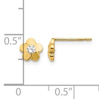 14K Yellow Gold Madi K CZ Diamond-cut Flower Post Earrings view 4
