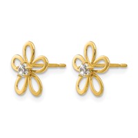 14K Yellow Gold Madi K CZ Flower Post Earrings view 2