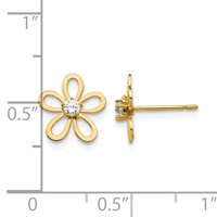 14K Yellow Gold Madi K CZ Flower Post Earrings view 4