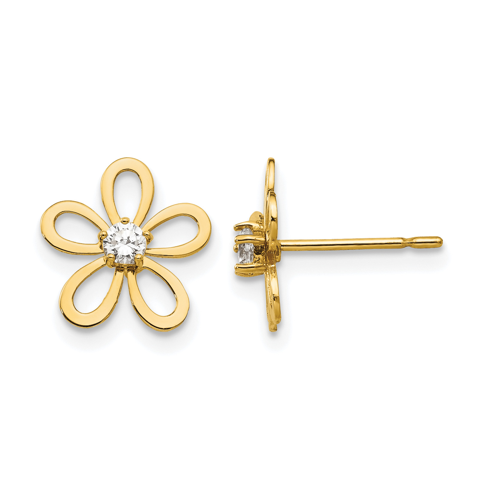 14k Madi K CZ Children's Flower Post Earrings (GK809)