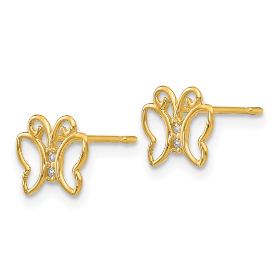 14k Madi K CZ Butterfly Childrens Post Earrings