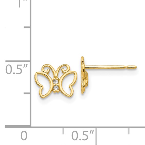 14k Madi K CZ Butterfly Childrens Post Earrings