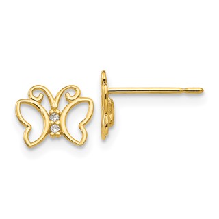 14k Madi K CZ Butterfly Childrens Post Earrings
