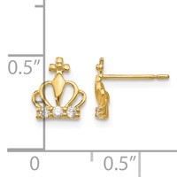 14K Yellow Gold Madi K CZ Crown Post Earrings view 4